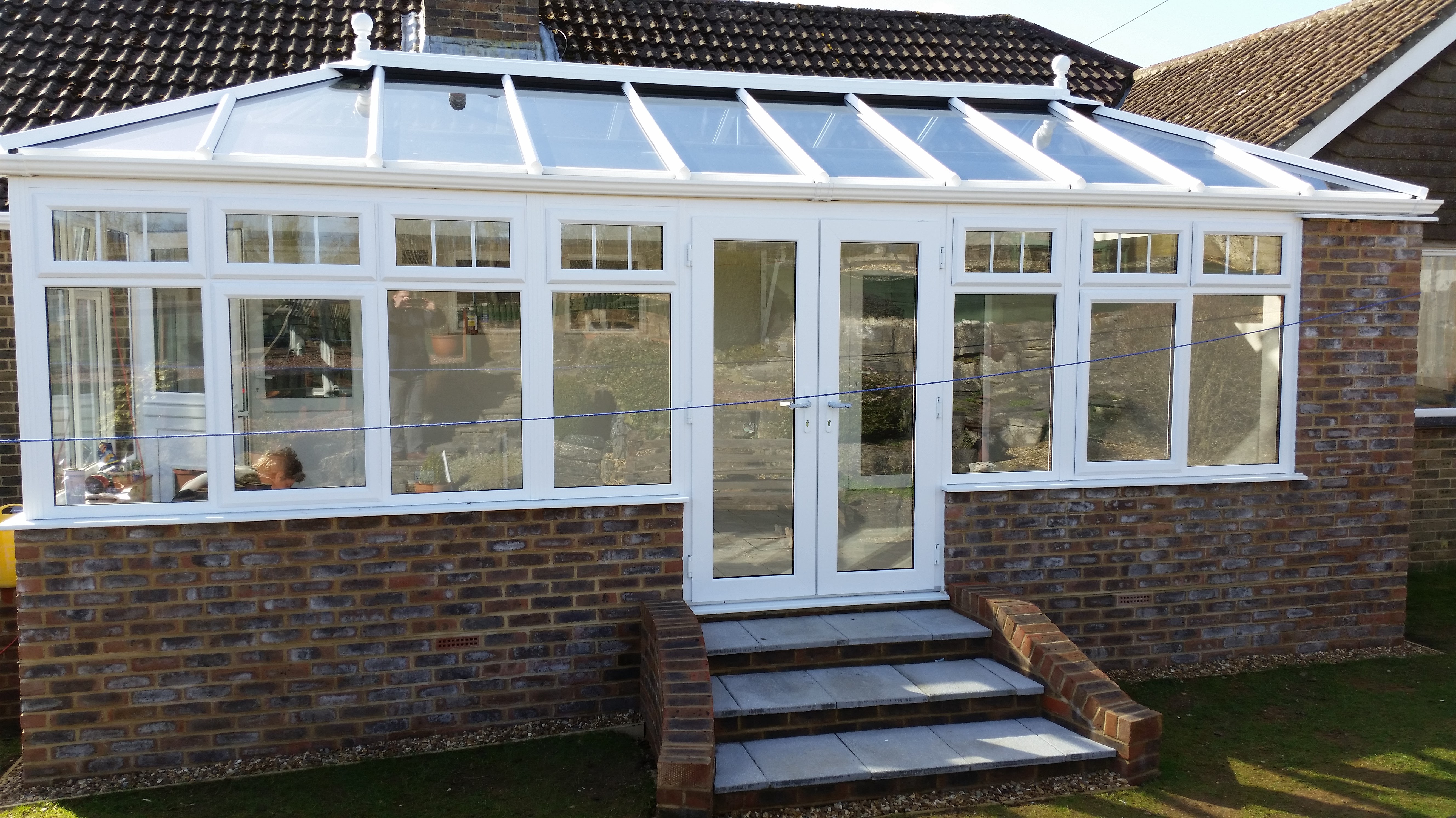 View of a Livin room conservatory installation.