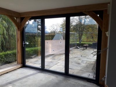 Image of new patio and french doors with Aluminium Bi-Fold.