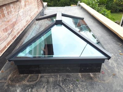 High angle image of a new roof skylight design.
