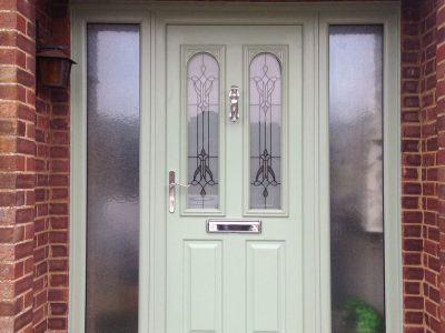 Pastel green design of new composite door.